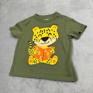 The Childrens Place Kids Olive Green Leopard Reading ABC Graphic T-Shirt 12-18M